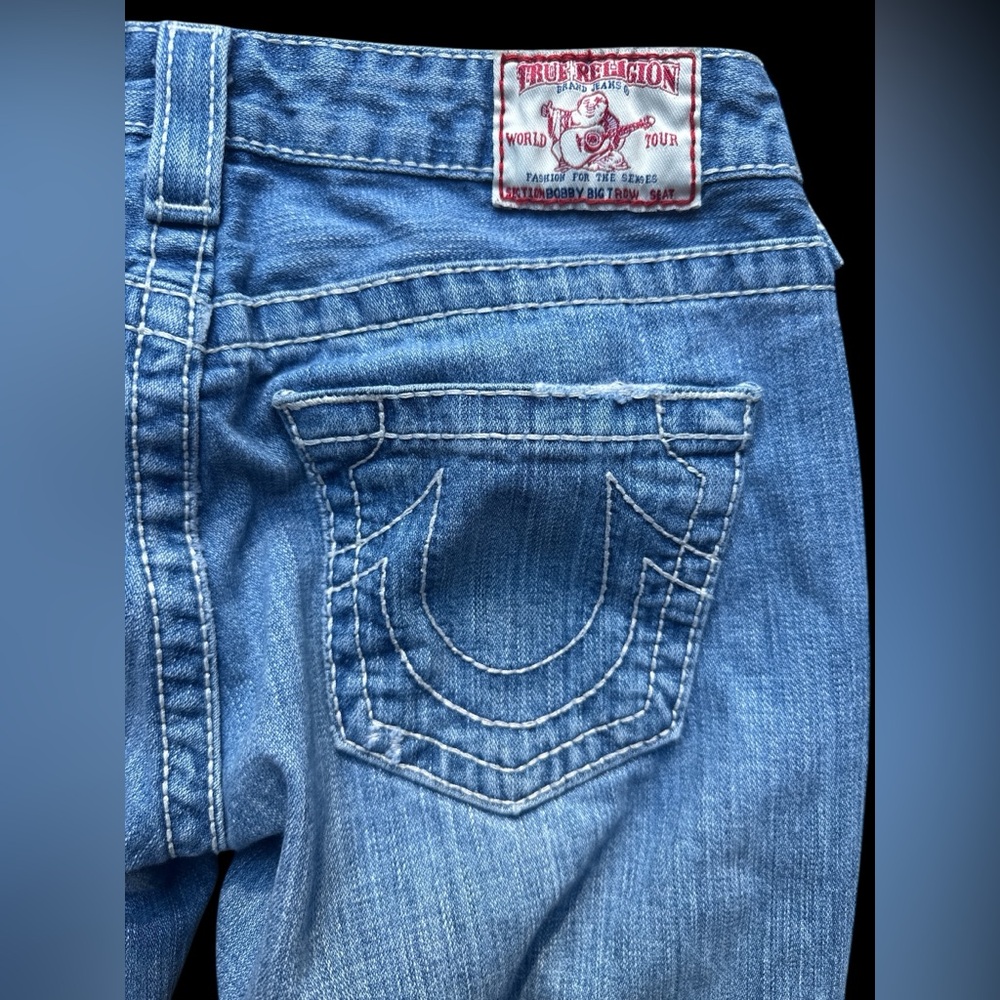 vintage True Religion Women's Blue Jeans bobbie big t 29 x 30 lowrise flare